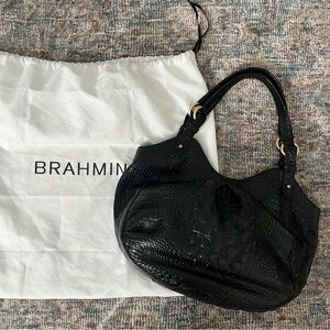 Brahmin Black Crocodile Embossed Women's Bag